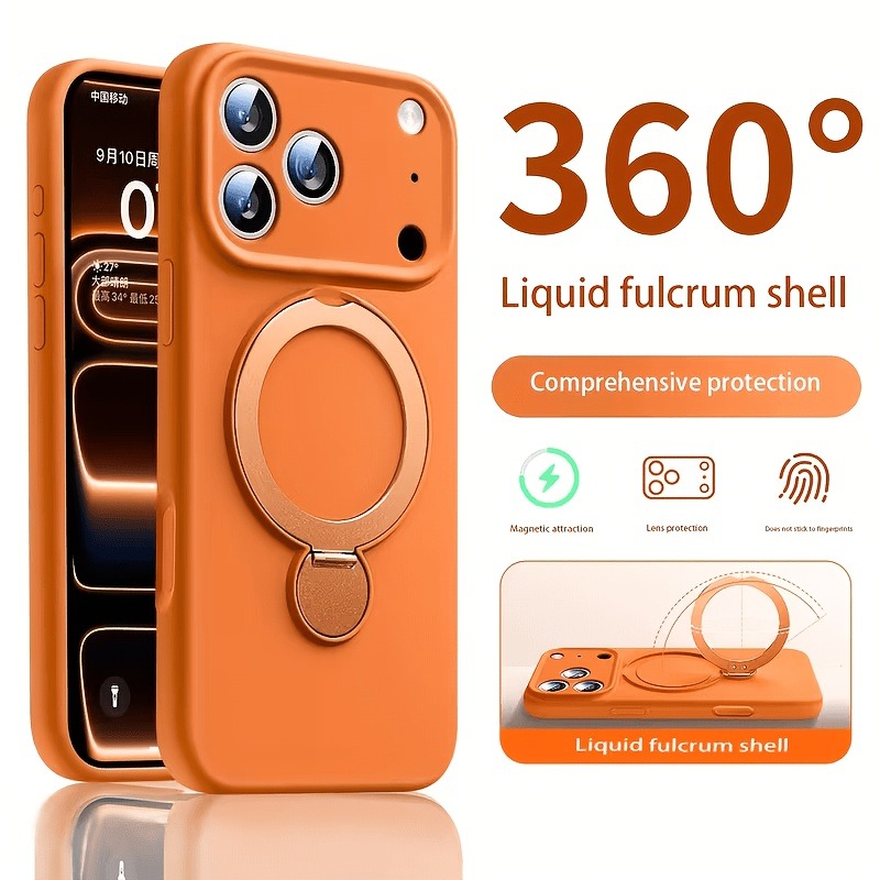 Liquid Silicone Magnetic Phone Case - เคสโทรศัพท์ซิลิโคนเหลวพร้อมขาตั้งแม่เหล็ก 360 องศา สำหรับ iPhone 17