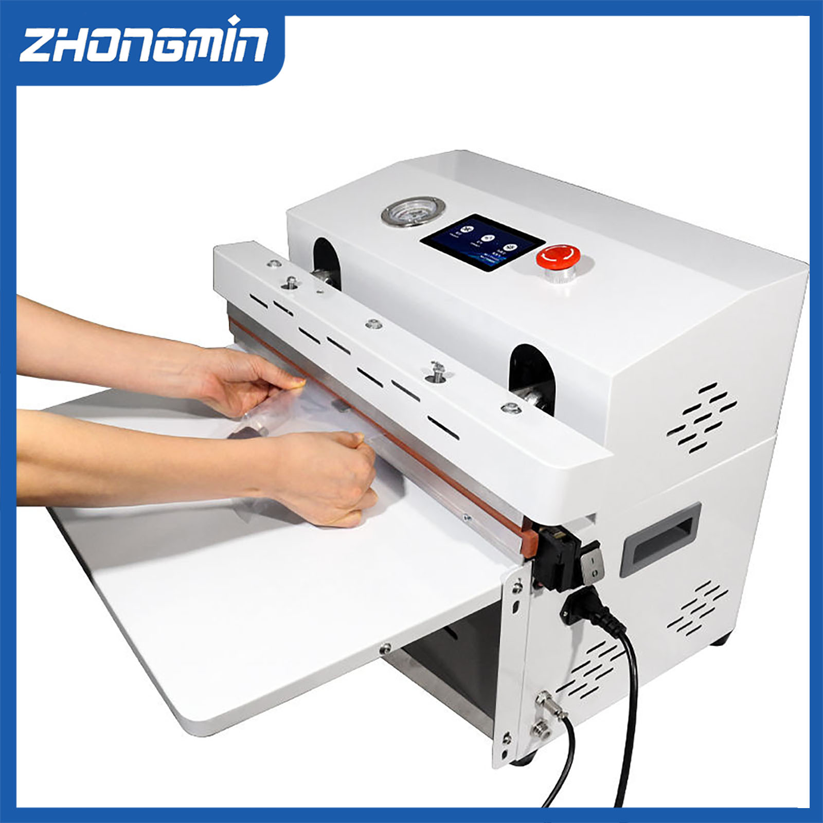 Power Banks - เครื่องบรรจุภัณฑ์สุญญากาศแบบดูดภายนอก ZM EV-520 เครื่องซีลสุญญากาศแรงดูดสูง ปั๊มน้ำมัน เครื่องซีลสุญญากาศอัตโนมัติ