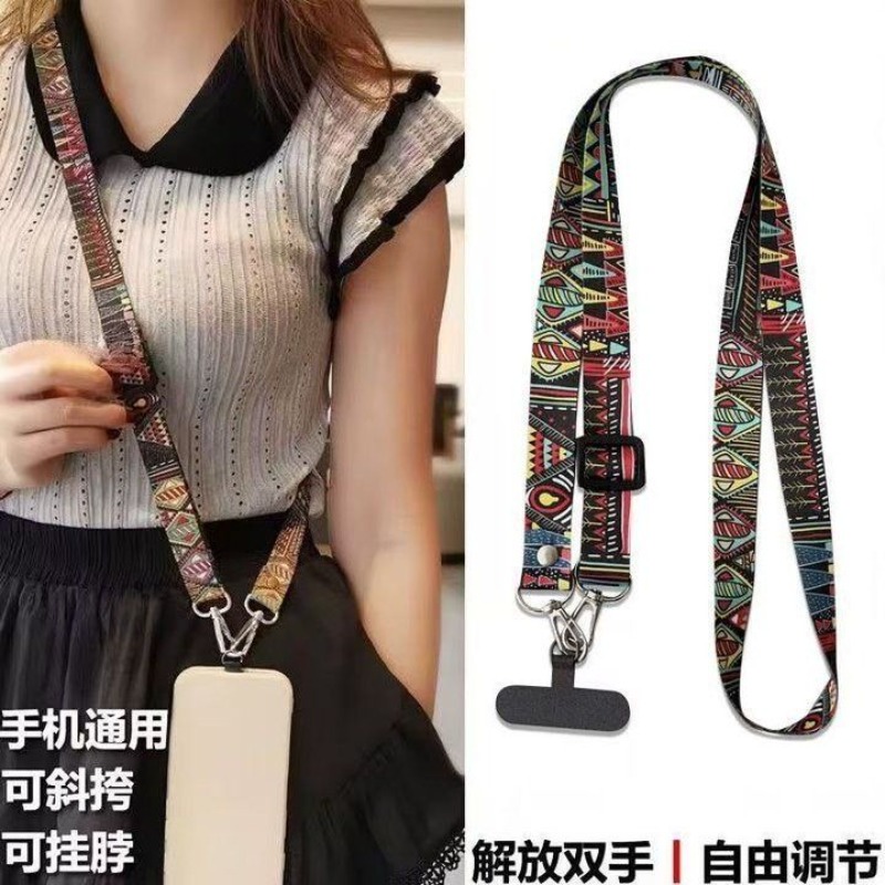 Crossbody Lanyard Neck Strap Case - สายคล้องโทรศัพท์สไตล์ชาติพันธุ์น่ารัก, สายสะพายข้าง, สายคล้องเคสโทรศัพท์, สายคล้องคอ, สายคล้องโทรศัพท์ป้องกันการสูญหาย, ของขวัญวันหยุด