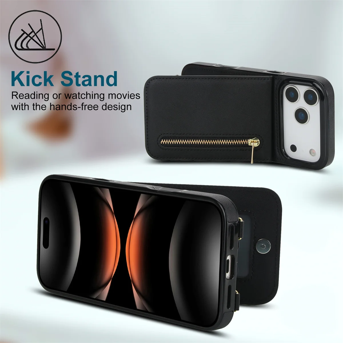 เคสโทรศัพท์หนังแบบสะพายข้าง มี - Leather Wallet Card Holder Phone Cover บทวิจารณ์และราคา